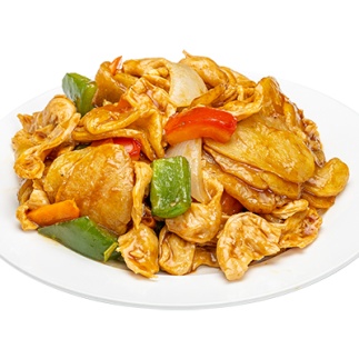 Соевое мясо с картофелем и сладким перцем